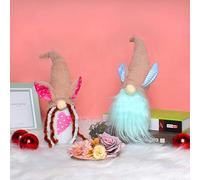 Nexoria 3 figuras decorativas de Pascua de duendes de Pascua, decoración de Pascua, duende de Pascua, figuras con zanahoria, azul, decoración de primavera, duende de Pascua, enano con zanahorias