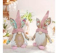 Nexoria 3 figuras decorativas de Pascua de duendes de Pascua, decoración de Pascua, duende de Pascua, figuras con zanahoria, azul, decoración de primavera, duende de Pascua, enano con zanahorias