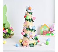 Nexoria Decoración de Pascua, árbol de Pascua con guirnalda de huevos, árbol de Pascua con guirnalda de Pascua, decoración artificial, cono, decoración de primavera, decoración de mesa para fiesta de