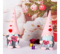 Nexoria Decoración de San Valentín, 2 unidades, decoración de primavera, día de San Valentín, figuras de gnomo rosa, corazón de peluche, muñecas con corazón, decoración de San Valentín, duende de