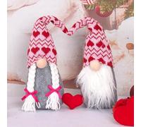 Nexoria Decoración de San Valentín, 2 unidades, decoración de primavera, San Valentín, figuras de gnomo rosa, corazón de peluche, muñecas con corazón, decoración de San Valentín, duende de primavera