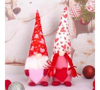 Nexoria Decoración de San Valentín, 2 unidades, decoración de primavera, San Valentín, figuras de gnomo rosa, corazón de peluche, muñecas con corazón, decoración de San Valentín, duende de primavera