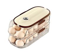 Nexoria Refrigerador para almacenamiento de huevos, recipiente para huevos para frigorífico, soporte para huevos, refrigerador con asa y tapa, rodante automático, recipiente para huevos apilable para