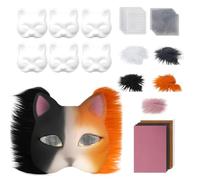Nexoria Therian Mask Kit, Therian Masks Bastel-Set mit Blanko Katzenmaske mit Augen Mesh und Pelz Barbt Halloween Maske Furry Tiermasken für Halloween Karneval Cosplay (B)