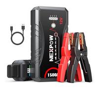 NEXPOW Arrancador de Coches,1500A Arrancador de Baterias de Coche 12V(para 7.0L de Gasolina o 5.5L de Diésel), Carga Rápida QC3.0, Pinzas Inteligentes y Linterna LED, Garantía de 2 años