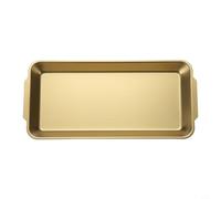 NexRen Bandeja de acero inoxidable dorada para alimentos, 32 x 16 cm, plato plano para barbacoa, para servir pan, pastelería, frutas, resistente al óxido y fácil de limpiar, accesorio de comedor al