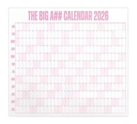 NexRen Big A## 2026 Calendario de pared de borrado en seco, 4 pies, multicolor, para planificación anual y seguimiento de objetivos, material de papel sostenible (rosa)