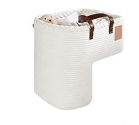 NexRen Cesta de lino tejida compacta con asas para escaleras alfombradas. Guarda juguetes, libros, teléfonos y mantén tu hogar organizado (D)