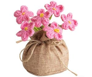 Nexren Decoración de interiores Planta en maceta: flores secas Forget Me Not en cesta tejida hecha a mano para estilo de mesa de escritorio (A)