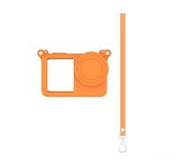 NexRen Funda de silicona suave para DJI para Action 6, protección de cuerpo completo con cubierta USB y correa antipérdida (naranja)