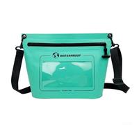 NexRen IPX7 Bolsa de hombro impermeable compatible con pantalla táctil con cremallera hermética PVC funda seca para natación, buceo, kayak, deportes al aire libre, negro (cian)