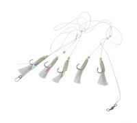 NexRen Juego de 5 señuelos de pesca con anzuelos brillantes para la noche y para la pesca en aguas profundas, ganchos de acero al carbono con enlace a presión para un aparejo fiable (2#)