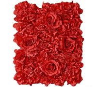 Nexren Panel de fondo floral artificial con rosas de seda para ceremonia de boda, fotografía, utilería, decoración de pared de sala de estar (rojo)