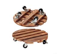 NexRen Soporte de madera para plantas con bandeja rodante, robusto y redondo para macetas con ruedas para jardín interior y exterior, base móvil resistente (diámetro de 25 cm, estilo redondo)