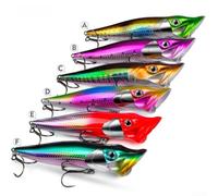 NexRen Topwater - Señuelo de pesca Popper, cebo de lubina ABS con ojos 3D, bolas de sonajero interior, ruidoso para acción de salpicaduras y anzuelos agudos, 12 cm, 19 g, para pesca de lucio y perca