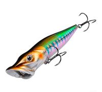 NexRen Topwater - Señuelo de pesca Popper, cebo de lubina ABS con ojos 3D, bolas de sonajero interior, ruidoso para acción de salpicaduras y anzuelos agudos, 12 cm, 19 g, para pesca de lucio y perca