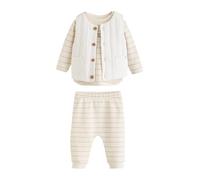 NEXT Bebé Conjunto de chaleco, camiseta y leggings para bebé White Stripe 3 Meses