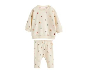 NEXT Bebé Conjunto navideño de sudadera y pantalones de chándal para bebé Crema 9 Meses-12 Meses