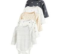 NEXT Bebé Pack de 5 bodies de manga larga para bebé Black and White Newborn
