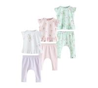 NEXT Bebés niña Conjunto de 6 piezas de camiseta de manga corta y leggings para bebé Pink/Mint/White Fairy 2 Años-3 Años