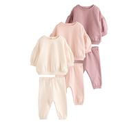 Next Bebés niña Conjunto de 6 prendas con sudaderas y pantalones de chándal para bebé Cream/Pink 6 Meses