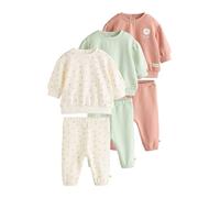 NEXT Bebés niña Conjunto de 6 prendas con sudaderas y pantalones de chándal para bebé Sage Green/Rust/Cream Ditsy 3 Meses