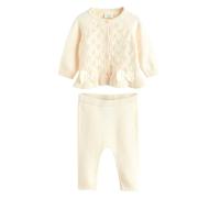NEXT Bebés niña Conjunto de cárdigan de punto 100% algodón con volante y lazo para bebé Blanco