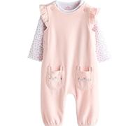 NEXT Bebés niña Conjunto de Peto y Bodi de Manga Larga para bebé Rosa 6 Meses-9 Meses