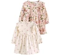 NEXT Bebés niña Pack de 2 Vestidos de Punto para bebé Pink Floral/Cream Ditsy 6 Meses-9 Meses