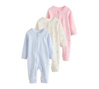 NEXT Bebés niña Pack de 3 Pijamas Tipo Pelele con Cremallera bidireccional para bebé Multi Pastel Character 9 Meses-12 Meses