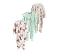 NEXT Bebés niña Pack de 3 Pijamas Tipo Pelele con Cremallera bidireccional para bebé Verde Salvia 6 Meses-9 Meses