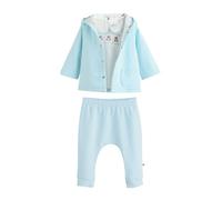 NEXT Bebés niño Conjunto de 3 piezas de punto con chaqueta, body y leggings para bebé Blue Bear 3 Meses
