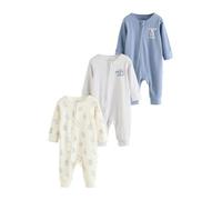NEXT Bebés niño Pack de 3 Peleles con Cremallera bidireccional para bebé Blue Milk Club 6 Meses-9 Meses