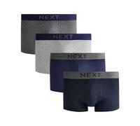 NEXT Bóxers para Hombre, Estilo Hipster, 100% Algodón, Cintura Elástica, Pack de 4 Bóxers Gris/Azul Marino XS