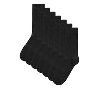 NEXT Calcetines Negros de Algodón, Calcetines para Hombre Hasta el Tobillo, Talla 43-45 - Pack de 7 Calcetines Negro 43