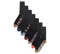 NEXT Calcetines Negros para Hombre, Gran Contenido de Algodón, Longitud al Tobillo, Pack de 7 Calcetines Multirrayas negras 43
