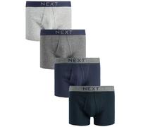 NEXT Calzoncillos Hombre Boxer 100% Algodón, Cómodos y con Cintura Elástica, Gris y Azul Marino, Talla L - Boxer Hombre Pack de 4 Gris/Azul Marino M