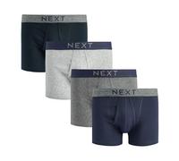 NEXT Calzoncillos Hombre Boxer 100% Algodón, Cómodos y con Cintura Elástica, Gris y Azul Marino, Talla L - Boxer Hombre Pack de 4 Gris/Azul Marino S