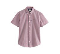 NEXT Hombres Camisa Oxford de Manga Corta con diseño Abotonado y Corte estándar de Planchado fácil Rojo a Cuadros L