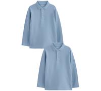 NEXT Niños Pack de 2 Polos Escolares de Manga Larga 100% algodón Azul 8 Años