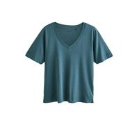 NEXT Mujeres Camiseta Holgada con Cuello en Pico en Modal de algodón Azul Cerceta L