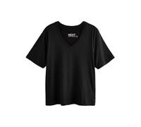 NEXT Camiseta Holgada con Cuello en Pico en Modal de algodón Negro L