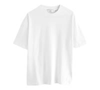 NEXT Camiseta Manga Corta Hombre, Camiseta de Cuello Redondo, 100% Algodón, Corte Holgado, Blanco - Talla S Blanco S