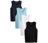 NEXT Hombres Pack de 4 camisetas sin mangas 100% algodón Black/Navy/White/Blue M