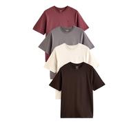 NEXT Camisetas para Hombre, Cuello Redondo, 100% Algodón, Pack de 4 Camisetas Marrón/Crema/Oxido/Neutro M