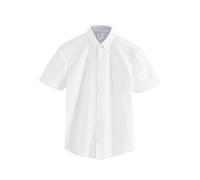 NEXT Hombres Camisa elástica de Manga Corta con diseño Oxford Blanco M