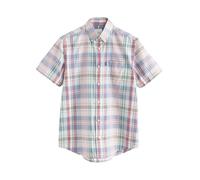 NEXT Hombres Camisa Oxford de Manga Corta con diseño Abotonado fácil de Planchar Rosa Claro Cuadros Madrás L