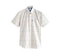 NEXT Hombres Camisa Oxford de Manga Corta con diseño Abotonado y Corte estándar de Planchado fácil Crema/Azul Tattersall Check 4XL