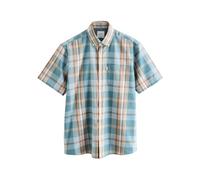 NEXT Hombres Camisa Oxford de Manga Corta con diseño Abotonado y Corte estándar de Planchado fácil Petrol Blue/Neutral Madras Check L