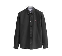 NEXT Hombres Camisas Oxford Ajustada de Manga Larga Negro L